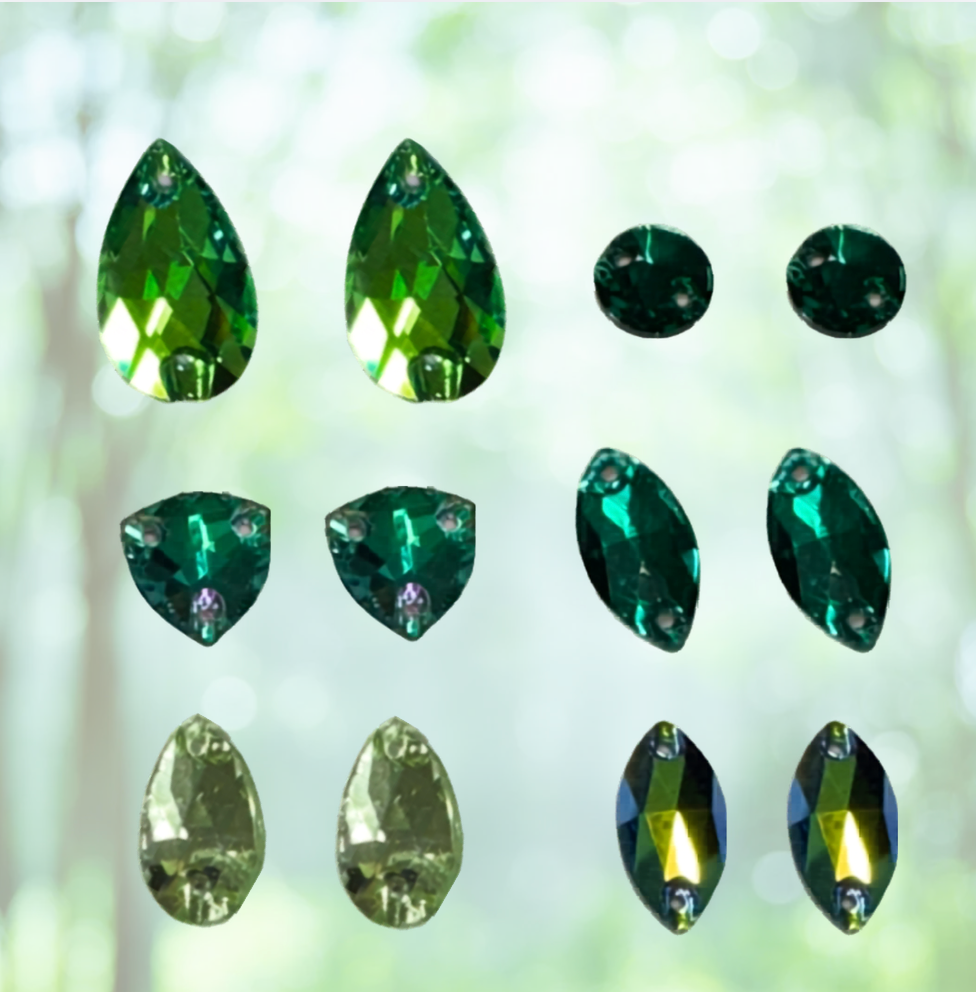 "Enchanted Evergreen" 6 pairs x Fancy Glass Gem Bundle, Promotions Sundaylace Creations & Bling