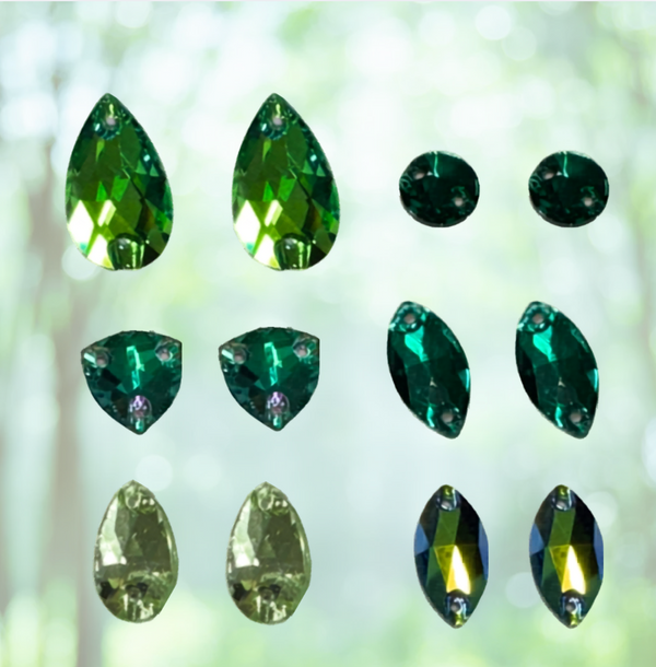 "Enchanted Evergreen" 6 pairs x Fancy Glass Gem Bundle, Promotions Sundaylace Creations & Bling