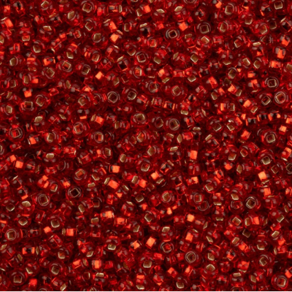 11/0 Light Red Silver lined (Square Hole) Preciosa Seed Bead 11/0 Preciosa Seed Beads
