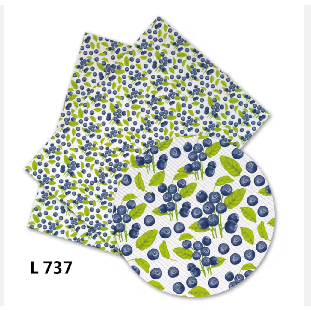 20*33cm Little Blueberries White Background, Long Leatherette Sheets Leatherette