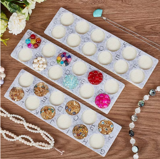 6.5*22cm 12 Slot Grey/Ivory Beading Static Bead Mat, New Beader Basics Sundaylace Creations & Bling