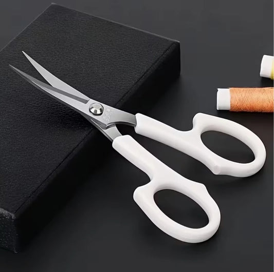 5.5" Bent Head White Handle Embroidery Scissors perfect for Tufting, Beading Scissors, Basics Plastic Rhinestone Banding Rope