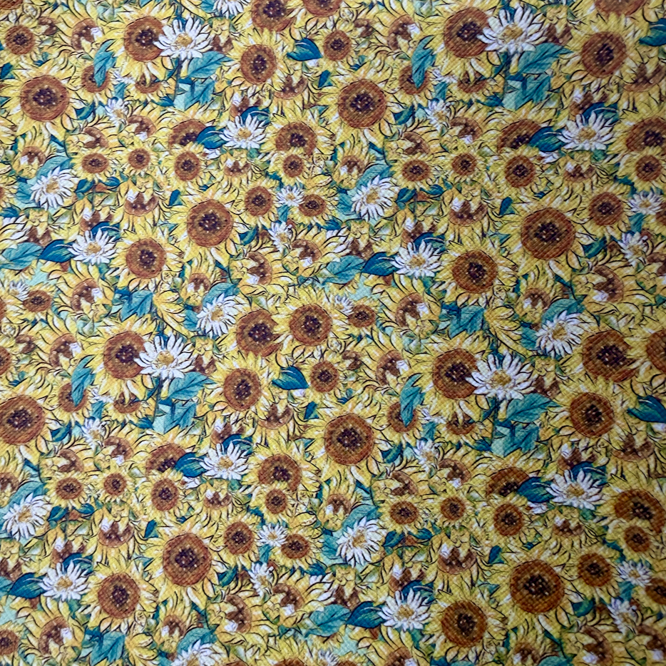 20*33cm Sunflower Yellow Green Print Background, Long Leatherette Sheets Leatherette