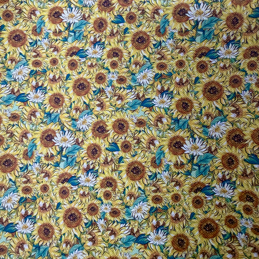 20*33cm Sunflower Yellow Green Print Background, Long Leatherette Sheets Leatherette