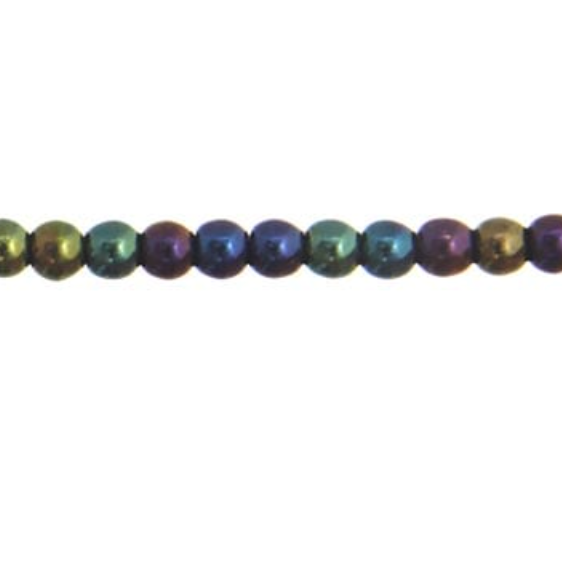 Glass 3mm Blue Iris Round Bead, Single Strand (60pcs) Pearl Beads