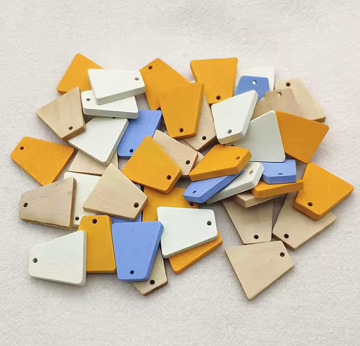 19*20mm "Paint Me" Rectangle Trapezoid Gem, sew on, Wood Gem (Sold in pair) Resin Gems