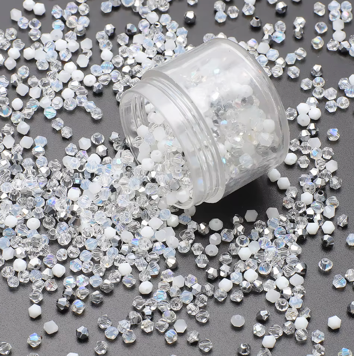 3mm White Mixed AB Color Czech Bicone Glass Loose 500pcs Bicone/Rondelle