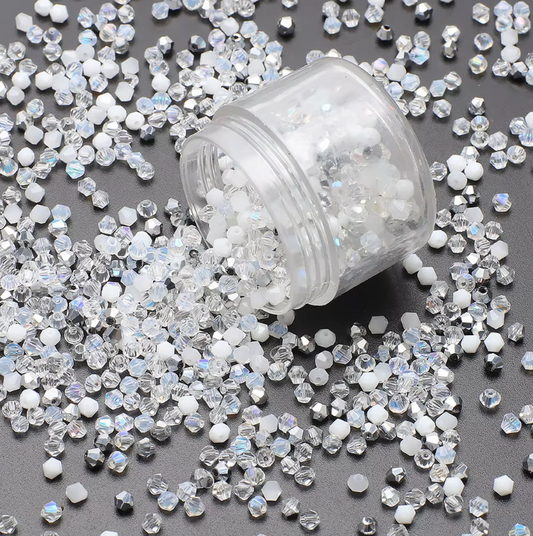 3mm White Mixed AB Color Czech Bicone Glass Loose 500pcs Bicone/Rondelle