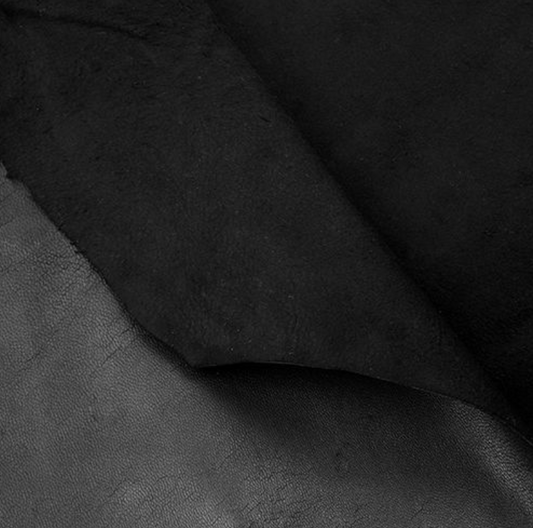 8*10 inch Sample Size Black Goat Nappa Real Leather Hide  2-3oz, Basics Leatherette