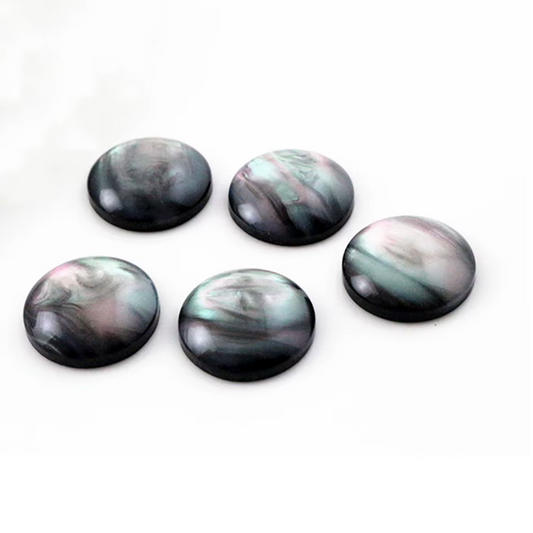 20mm Round Black Shell Flatback Resin Gem Resin Gems