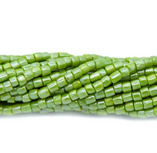 3 Cut 9/0 Beads Opaque Luster Olive Green Color 9SC383-OV *Hank* Tri-Cut Beads Preciosa