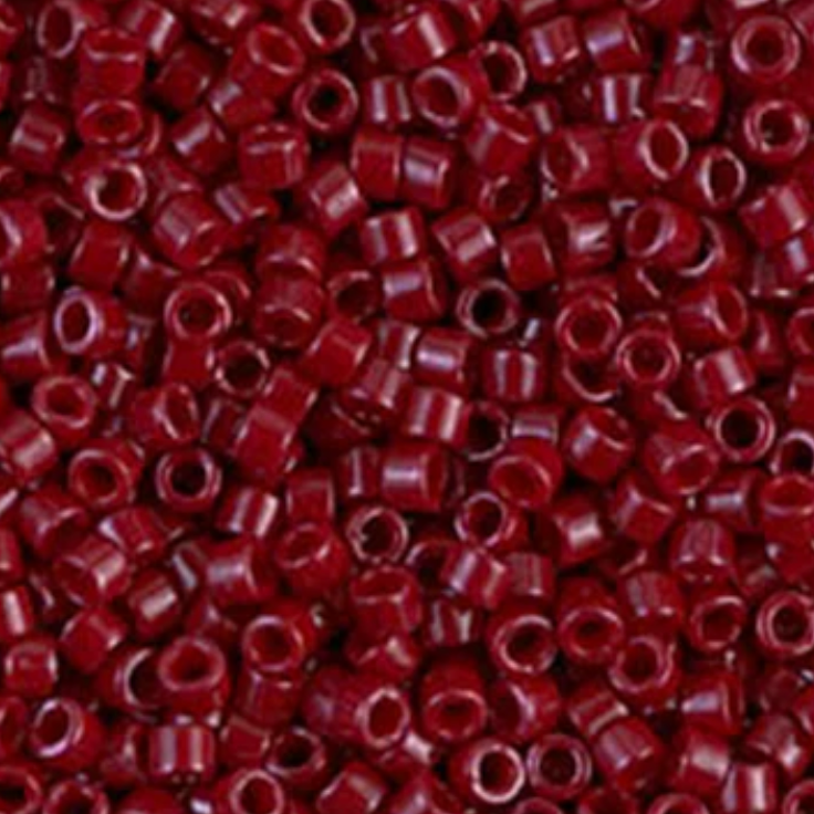 Delica 11/0 RD Opaque Dyed Maroon, (0654v) (5.2g) Miyuki Delica Beads