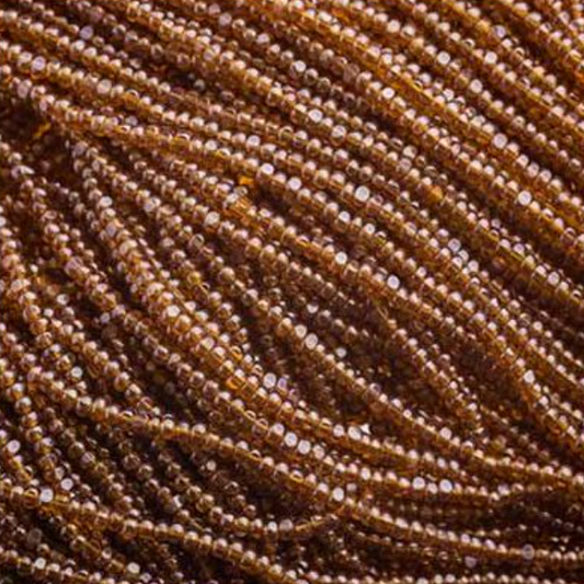 13/0 Charlotte Cut Czech Seed Bead - Transparent Dark Topaz Luster  (Short Hank) Czech Preciosa Charlotte Cut Seedbeads