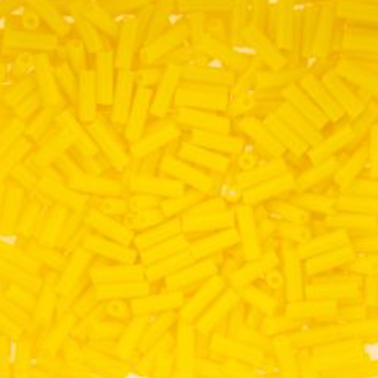 Czech Bugle Beads apx. 19g Vial #3 Opaque Lemon Yellow John Beads