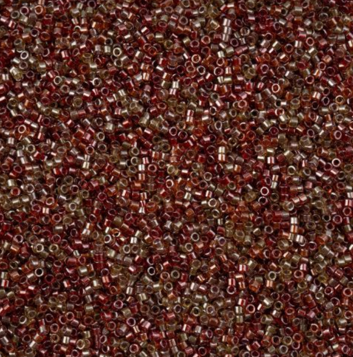 Delica 11/0 RD Sparkling Peach Red Sangria Colour Lined Mix (0990v)  (5.2g) Miyuki Delica Beads