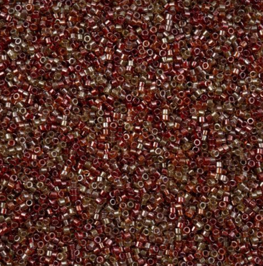 Delica 11/0 RD Sparkling Peach Red Sangria Colour Lined Mix (0990v)  (5.2g)