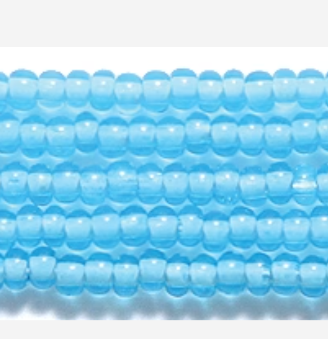 10/0 White Lined Aqua, Preciosa Seed Bead *Hank 10/0 Preciosa Seed Beads