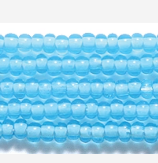 10/0 White Lined Aqua, Preciosa Seed Bead *Hank 10/0 Preciosa Seed Beads
