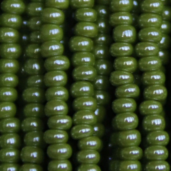 11/0 Opaque Lustre Light Olive, Preciosa Seed Beads (Hank) 11/0 Preciosa Seed Beads