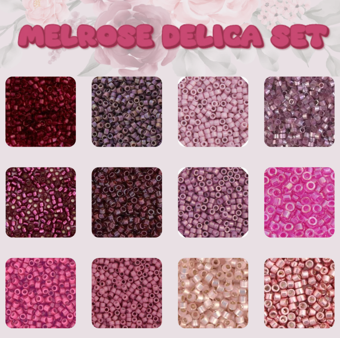 “Melrose” Deluxe Pink 12  x 11/0 Delica Set (5.2g) Promotions Miyuki Delica Beads