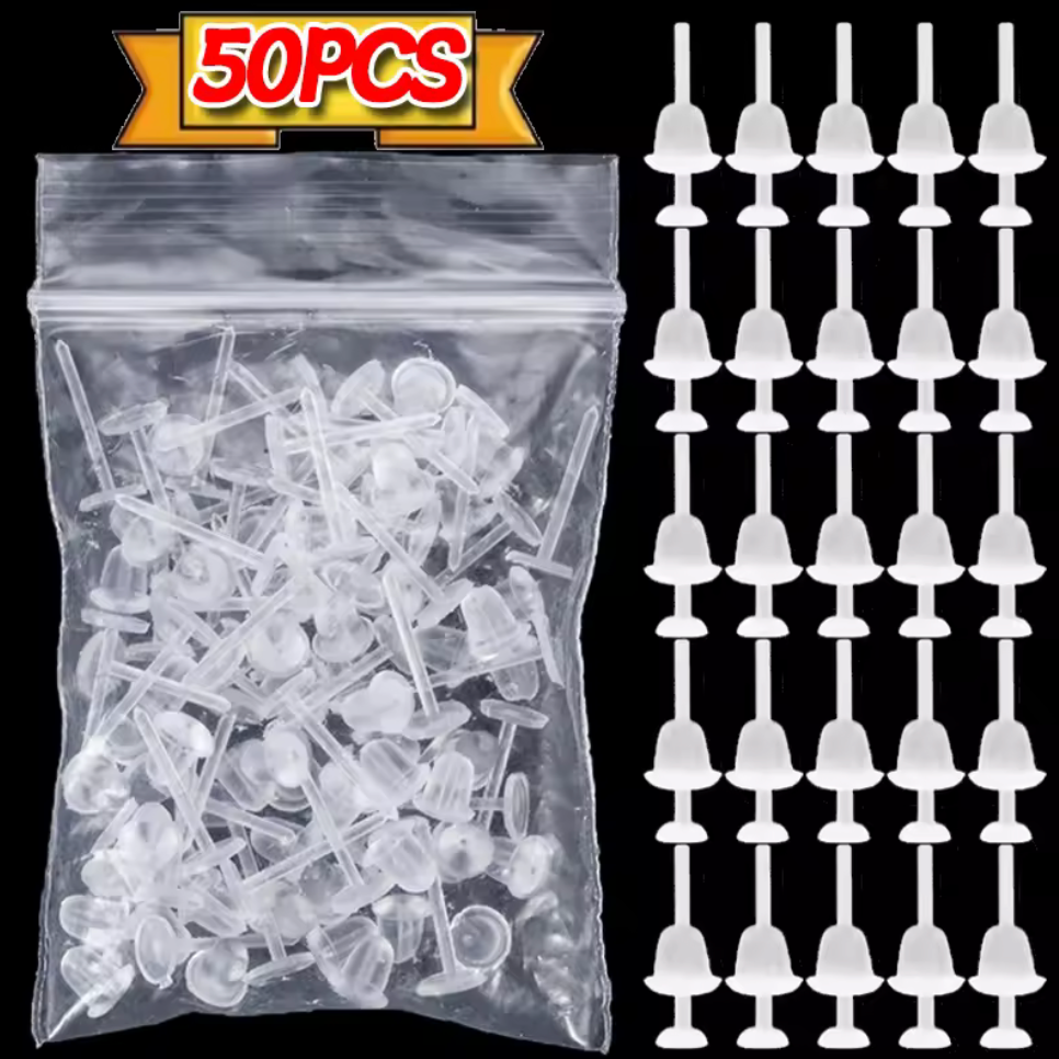 5*12mm Clear Hypoallergenic Plastic Posts,  Earring Findings  (50pcs) Plastic Rhinestone Banding Rope