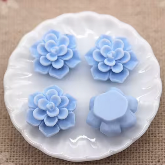 13mm Matte Pale Blue Matte Floral Rose, Glue on, Resin Gem, (Sold in Pair) Resin Gems