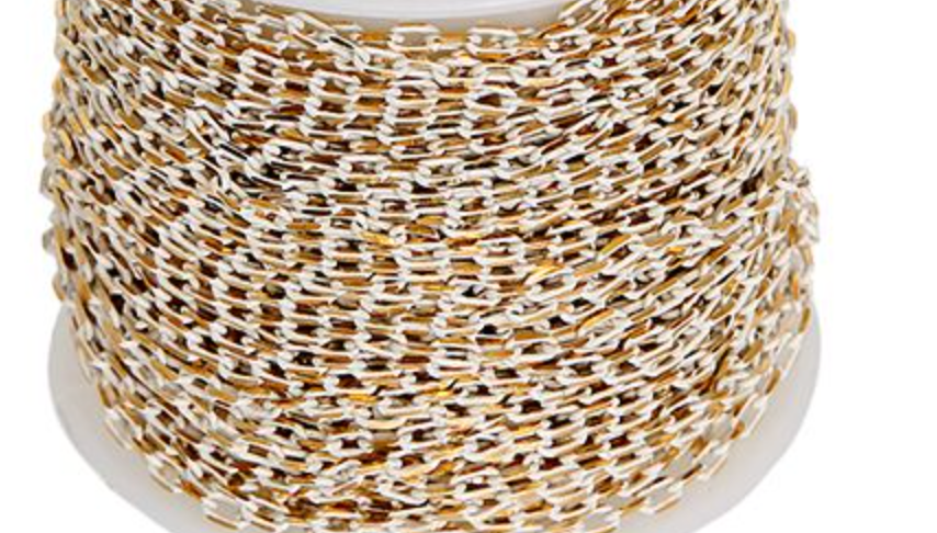 2*3.5mm White/Gold Neo Cut Chain Links Necklace Findings, 2 meters Basics (Copy) Sundaylace Creations & Bling