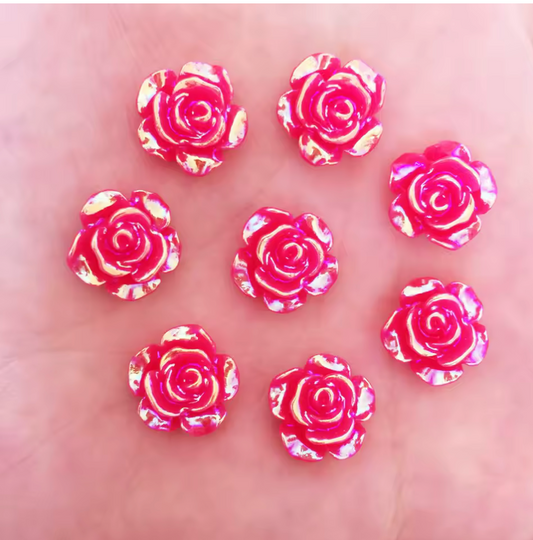 12mm Red AB Roses Black White and Purple, Glue on, Resin Gem, (Sold in Pair) Resin Gems