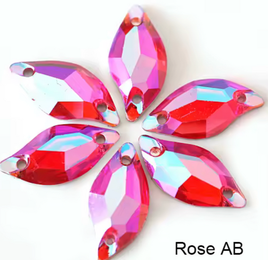 10*20mm AB Red Shape AB Purple AB Pink AB Emerald Green AB Red S Shape or Leaf Shaped, Sew On, Resin Gem, (Sold in Pair) Resin Gems