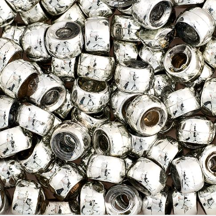 6mm Preciosa Glass Mini Crow Beads - Silver (500pcs) 6/0 Pony Beads