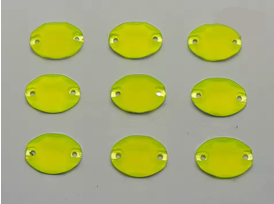 11*15mm Yellow Oval Neon, Sew On, Resin Gem, (Sold in Pair) Resin Gems