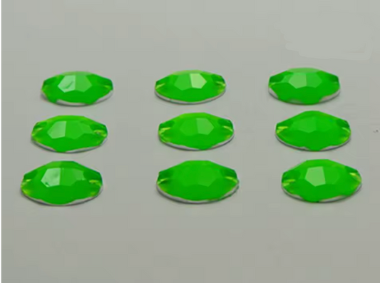 11*15mm Green Oval Neon, Sew On, Resin Gem, (Sold in Pair) Resin Gems