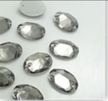 13*18mm Grey Mix Oval Multicolour, Sew On, Resin Gem, (Sold in Pair) Resin Gems