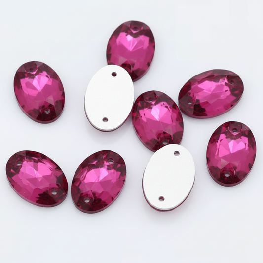 13*18mm Dark Pink Mix Oval Multicolour, Sew On, Resin Gem, (Sold in Pair) Resin Gems