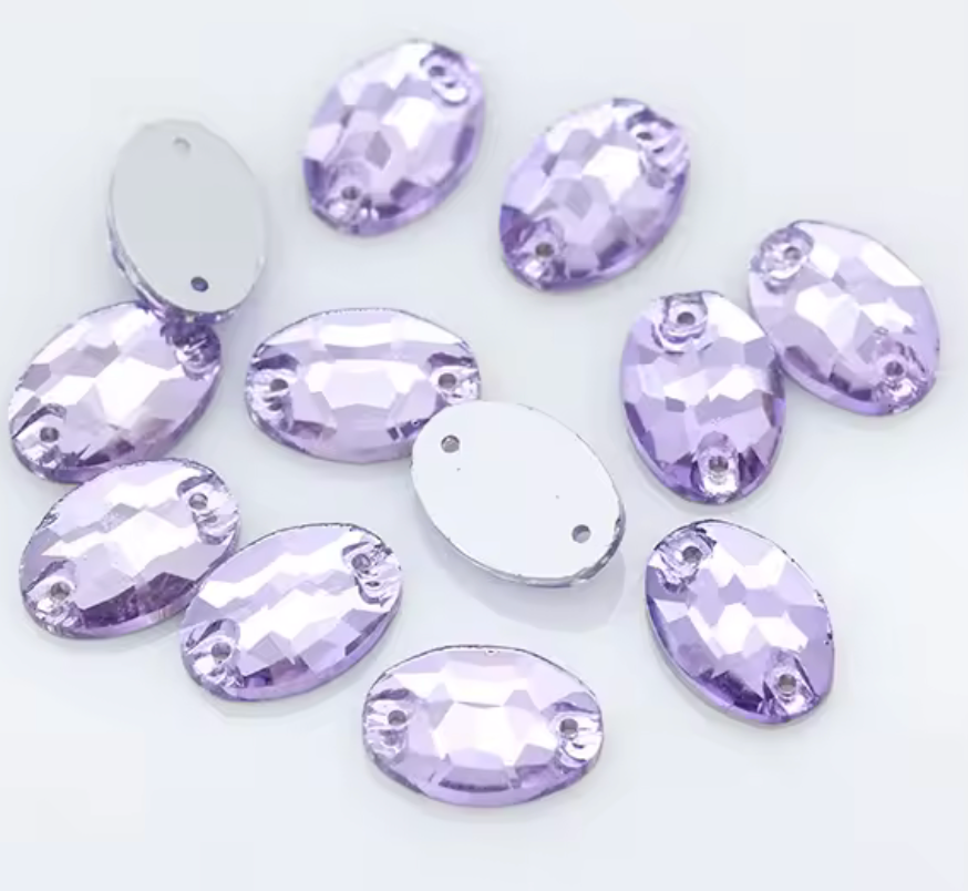 13*18mm Purple Mix Oval Multicolour, Sew On, Resin Gem, (Sold in Pair) Resin Gems