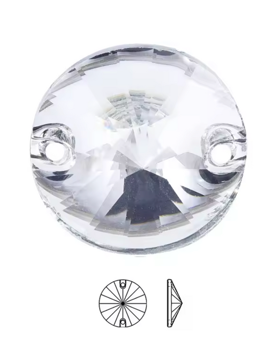14mm Clear Rivoli Flat Back, Sew On, Resin Gem, (Sold in Pair) Resin Gems
