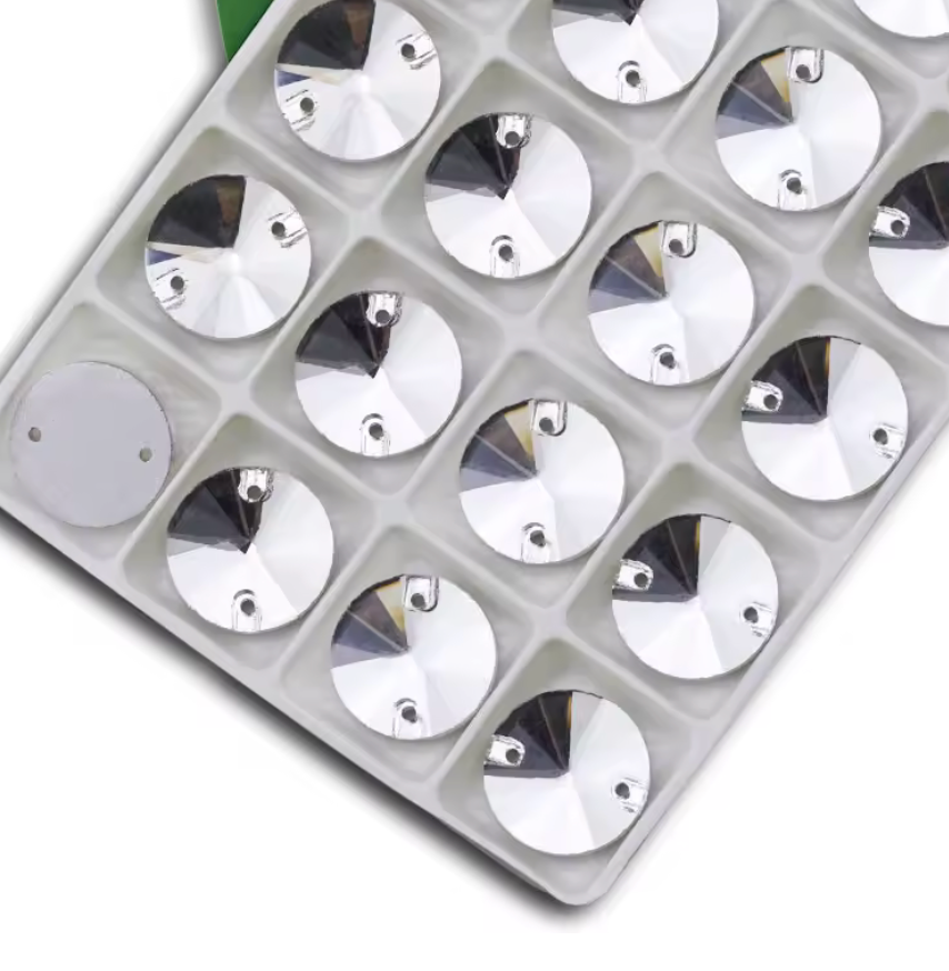 14mm Grey Rivoli Flat Back, Sew On, Resin Gem, (Sold in Pair) Resin Gems