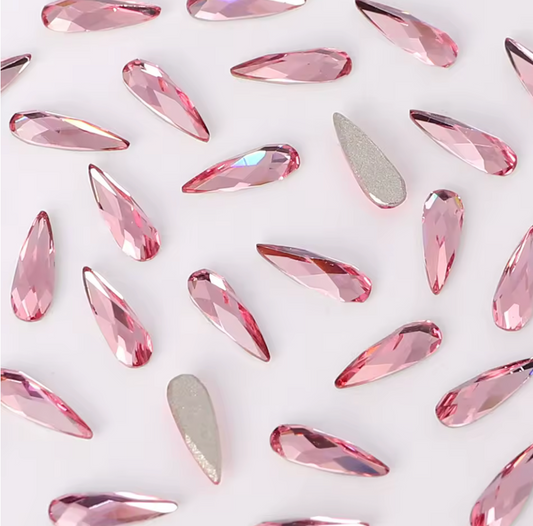 10.5*18mm Lt Rose Teardrop, Sew on, Fancy Glass Gems (Sold in Pair) Resin Gems