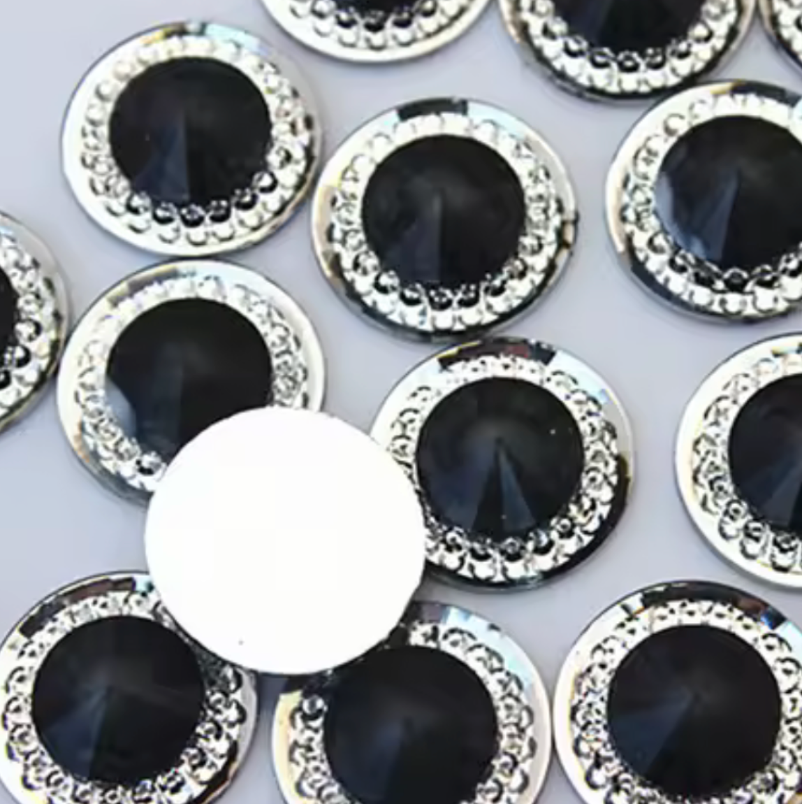 16mm (colour) Round Flatback Rhinestone Trim Stone, Resin Gem, (Sold in Pair) (Copy) Sundaylace Creations & Bling
