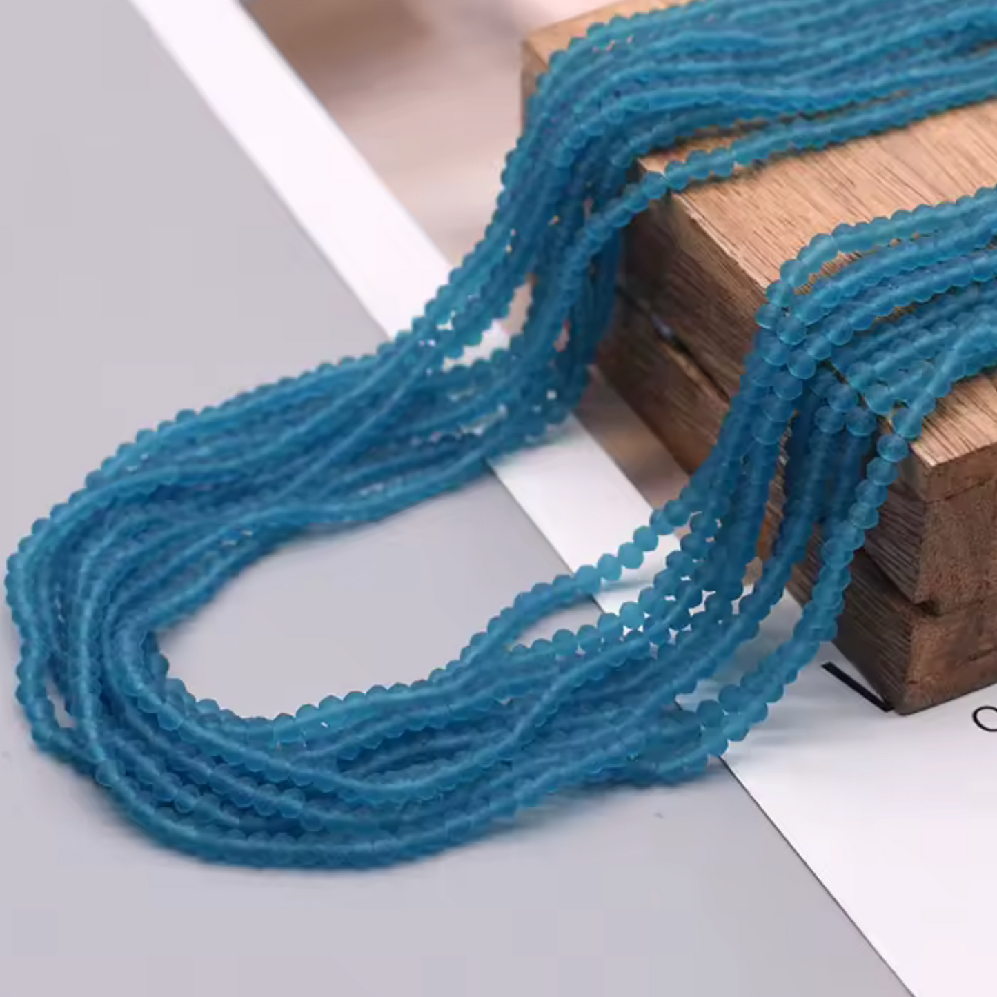 2*3mm Aqua Blue Faceted Rondelle Matte, (155pcs) Sundaylace Creations & Bling