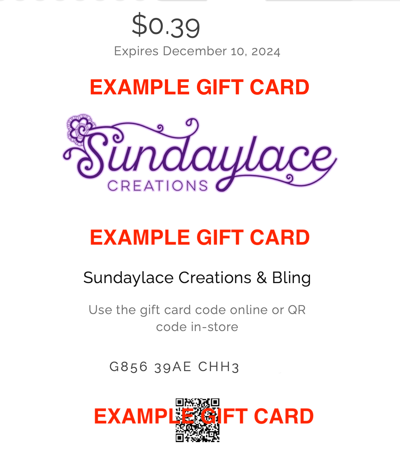 Sundaylace Creations Gift Card Sundaylace Creations & Bling