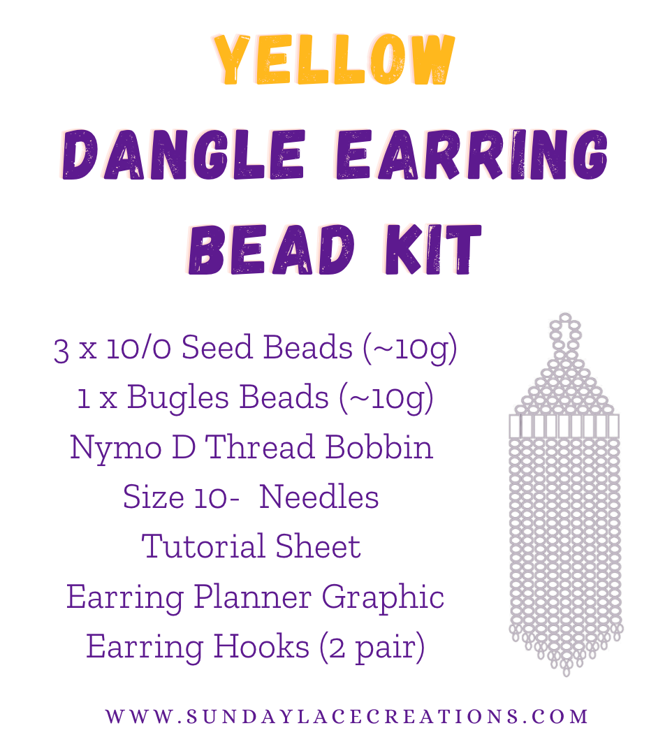 Yellow Themed Dangle Earring Starter Brick Stitch Bead Kit, Promotions Sundaylace Creations & Bling
