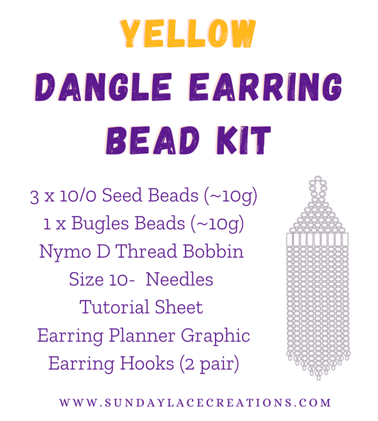 Yellow Themed Dangle Earring Starter Brick Stitch Bead Kit, Promotions Sundaylace Creations & Bling