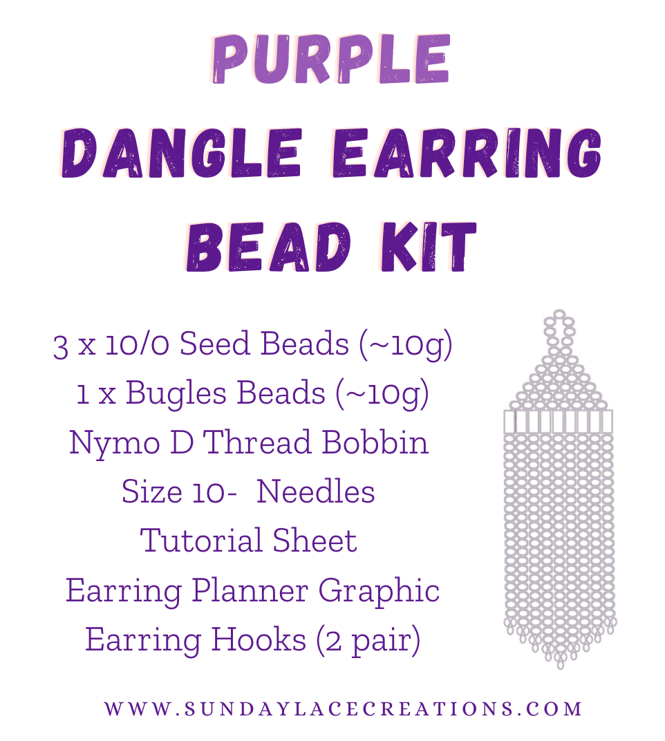 Purple 💜 Themed Dangle Earring Starter Brick Stitch Bead Kit, Promotions Sundaylace Creations & Bling