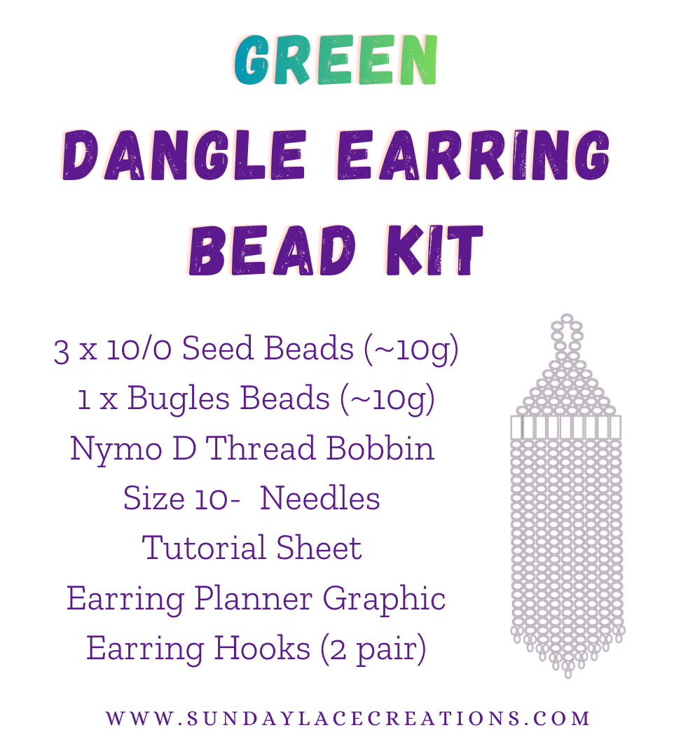Green 💚 Themed Dangle Earring Starter Brick Stitch Bead Kit, Promotions Sundaylace Creations & Bling