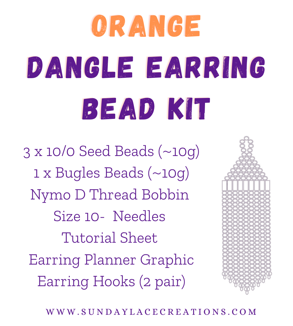 Orange 🧡 Themed Dangle Earring Starter Brick Stitch Bead Kit, Promotions Sundaylace Creations & Bling