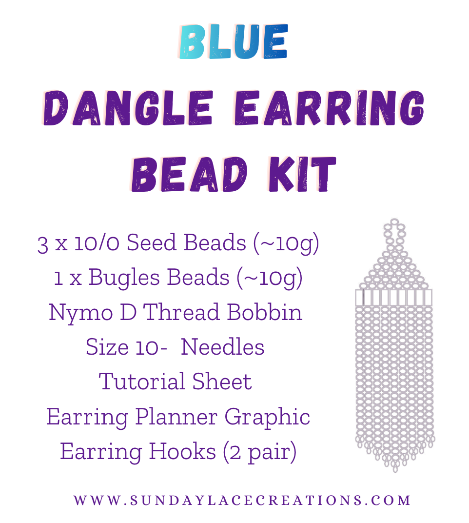 Blue 💙 Themed Dangle Earring Starter Brick Stitch Bead Kit, Promotions Sundaylace Creations & Bling