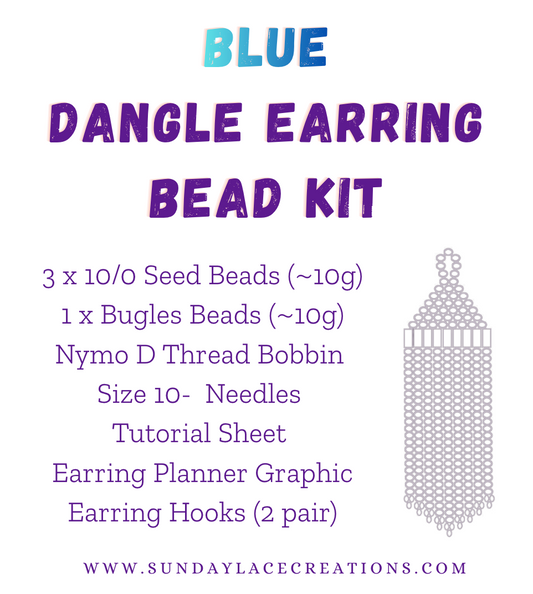 Blue 💙 Themed Dangle Earring Starter Brick Stitch Bead Kit, Promotions Sundaylace Creations & Bling