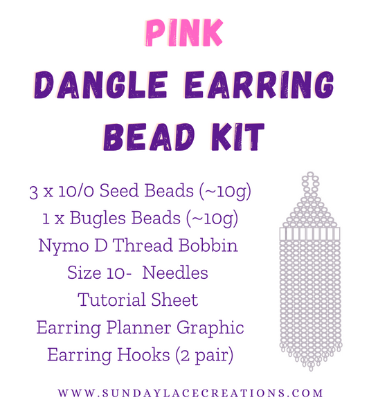 Pink 💖 Themed Dangle Earring Starter Brick Stitch Bead Kit, Promotions Sundaylace Creations & Bling