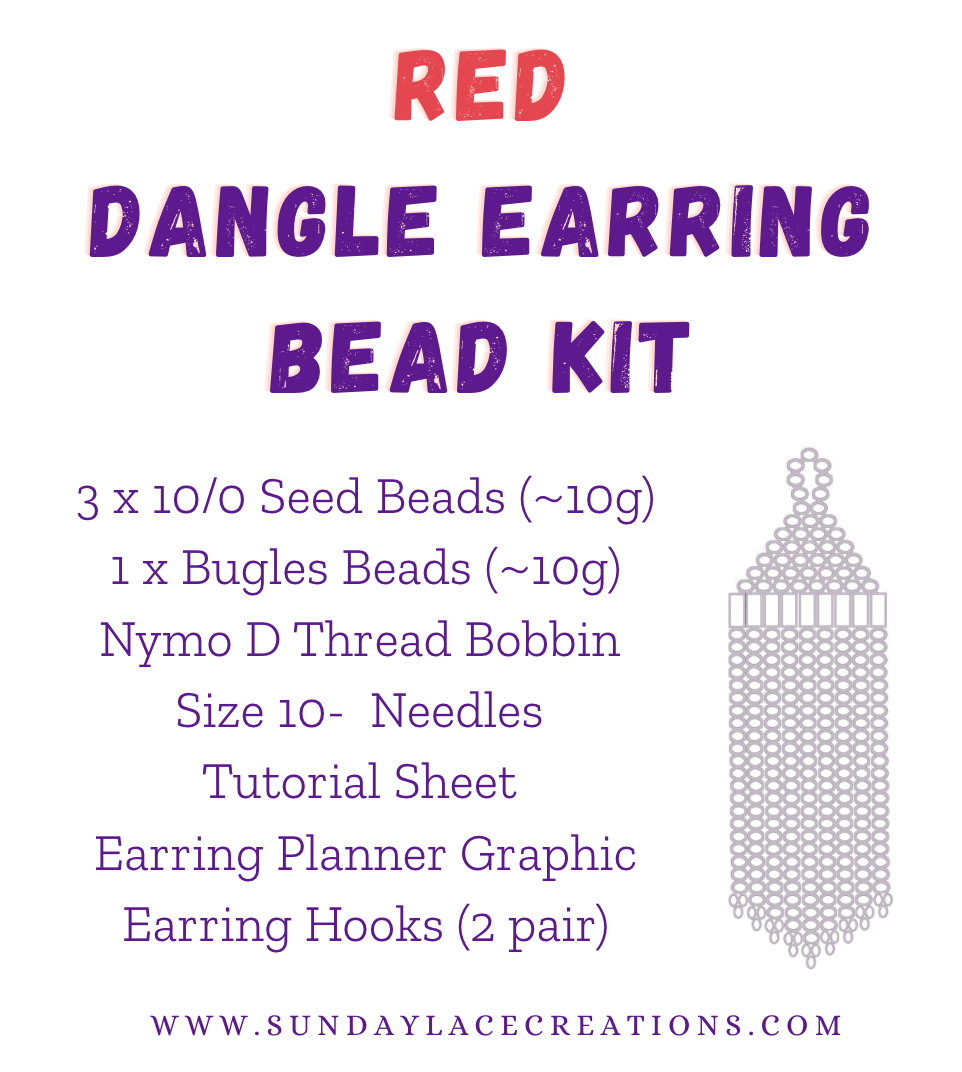 Red ♥️ Themed Dangle Earring Starter Brick Stitch Bead Kit, Promotions Sundaylace Creations & Bling